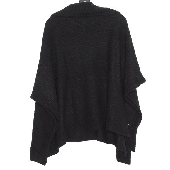 NWT Apt 9 Poncho Sweater Cowl Neck Sequin Minimalist Witchy Cozy Black One Size - Picture 3 of 3